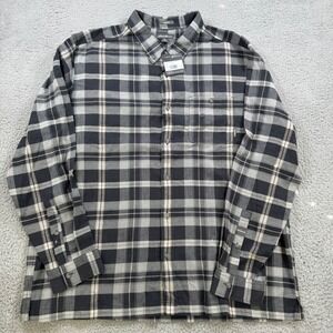 Eddie Bauer Breezeway Plaid Shirt Mens 2XL Storm Black Grey Cotton NEW